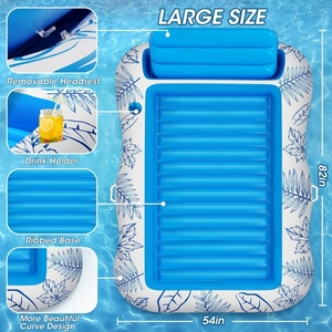 PVC Inflatable <b>Pool</b> Lounger Float 82*54 Inch Beach Sun Tanning Float Raft with Drink Holder Swimming Mattress Mat - Product Image 2