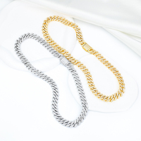 Cadena Cubana de Plata de Ley con Incrustaciones de Moissanita, Estilo Hiphop, Eslabones Cuadrados de 12 mm con Ángulo Afilado, Collar para Hombre, Regalo para Novio