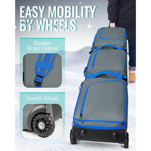 Convertible Ski <b>Bag</b> Backpack With Wheels Snowboard <b>Roller</b> <b>Bag</b> 6 Pockets Adjustable Length Shoulder Strap For Men Women Travel - Product Image 4