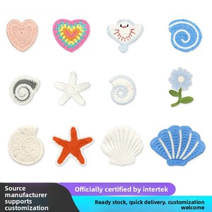 Wholesale Water-soluble Embroidered Patches, 3D Ocean Starfish Shell Design Iron on Applique for Garment Hats Accessories - Product Image 2