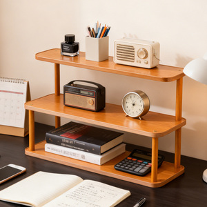 Desktop Bookshelf Solid Wood Multi Tier Storage Rack Office Organizer Rectangle Standing Type Simple Style - Product Image 4
