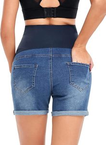 <span class=keywords><strong>Short</strong></span> d'été <span class=keywords><strong>en</strong></span> <span class=keywords><strong>jean</strong></span> de maternité avec soutien abdominal pour femmes enceintes - Product Image 2