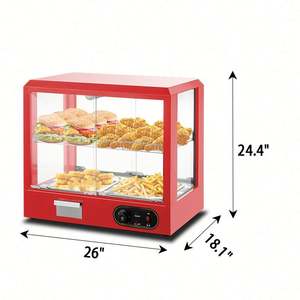 Chauffe-Plats Professionnel en Acier Inoxydable à Température Contrôlée pour Comptoir, Présentoir à Pizzas 3 Niveaux 1200W Grande Taille - Product Image 4