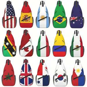 Bolso Bandolera con Estampado Digital de Bandera - Bolso Deportivo de Poliéster con Diseño de Estados Unidos, México, Canadá, Brasil, Italia - Product Image 1