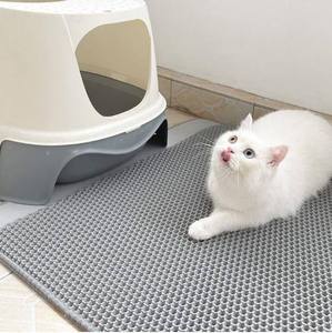 Tapis de litière pour chat en EVA <span class=keywords><strong>double</strong></span> couche alvéolé - Anti-trace, antidérapant, imperméable et lavable pour toutes les litières pour chats - Product Image 2