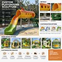 Sculpture de terrain de jeux en FRP personnalisée, équipement de jeux extérieur pour enfants, toboggan en fibre de verre pour parc d'attractions