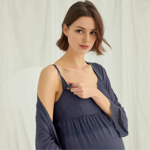 Pijamas de Maternidad al por Mayor de Fábrica/OEM, Pijamas de Primavera y Verano, Camisola, Conjunto de Tres Piezas, Ropa de Dormir, Pijamas de <span class=keywords><strong>Lactancia</strong></span> - Product Image 3