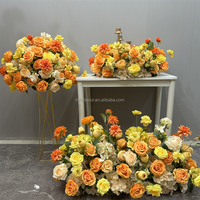 MILE Jaune Orange Rose Fleur Guirlande Fleur Artificielle Chemin De Table Centre De Table Arche De Mariage Arrangement De Fleurs