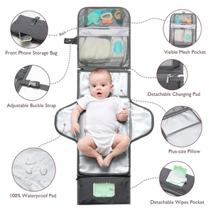Nhà Máy Tùy Chỉnh Xách Tay Tã Thay Đổi Pad Bé Không Thấm Nước Có Thể Gập Lại Thay Đổi Mat Du Lịch Bé Thay Đổi Pad Với Khăn Lau Túi - Product Image 3