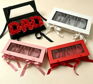 กล่องของขวัญดอกไม้ตัวอักษร DAD หลากสี กล่องจัดดอกไม้วันพ่อพร้อมหน้าต่างใส - Product Image 1