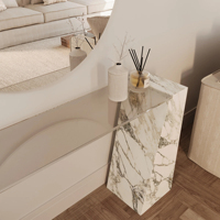 Table console en marbre blanc KUMUSI FURNITURE Brooklyn Travertine/Rosso Levanto/Arabescato avec plateau en verre pour salon, hôtel, villa