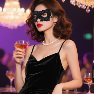 หน้ากากลูกไม้สีดำสุดหรู – งานปักและงานประดับตกแต่ง, หน้ากากงานปาร์ตี้สำหรับผู้หญิง – สำหรับงานแต่งงาน, ฮาโลวีน, ปีใหม่, มาร์คุส - Product Image 4