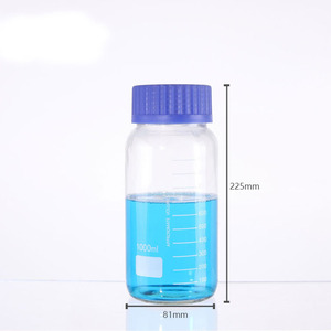 ขวดแก้วโบโรซิลิเกตสูงสำหรับสารเคมีในห้องปฏิบัติการ ขนาด 250 500 1000 มล. ปากกว้าง ฝาสีน้ำเงิน สำหรับเก็บสารเคมี - Product Image 6