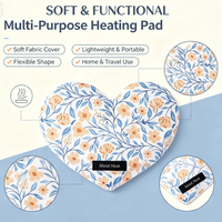 Coussin chauffant en forme de cœur pour micro-ondes, rempli de graines naturelles, imprimé floral, compresse chaude pour soulager les douleurs musculaires du corps