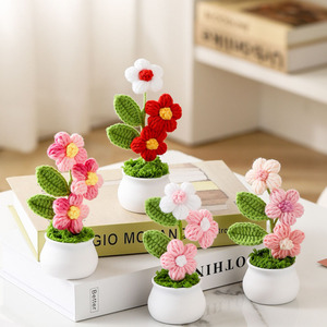 Wholesale <b>Wool</b> Knitted Small Potted Cute Home Ornament Handmade Flower Pot Crochet - Product Image 5