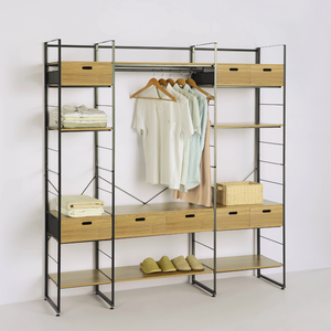 Expositor de Ropa y Zapatos de Madera y Metal para Tienda, Perchero de Pie para Boutique - Product Image 1