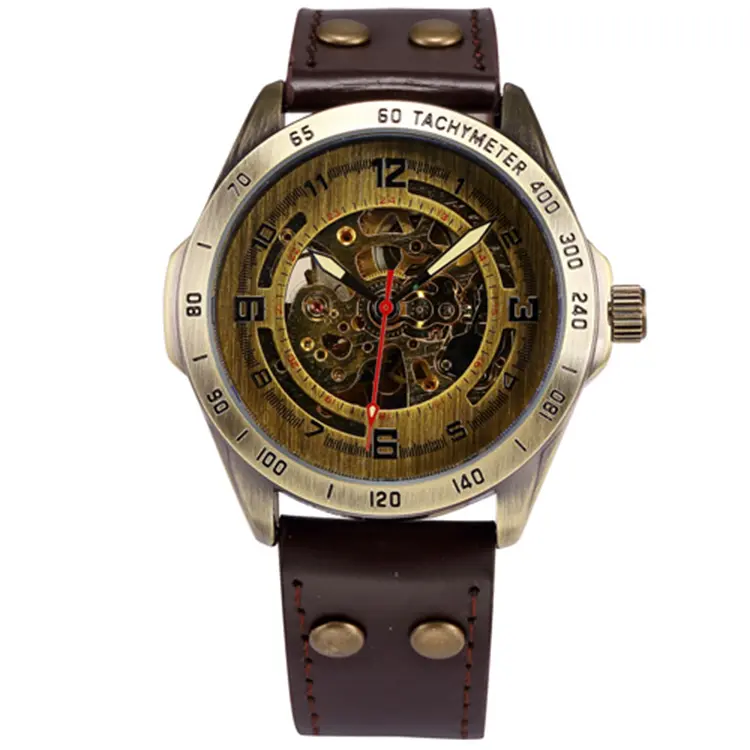SHENHUA 9581 Original Men Mechanical Branded Wrist Watch Simple Analog Leather Watch Men
