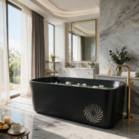 Baignoire autoportante rectangulaire en acier inoxydable 304, style minimaliste moderne, facile à installer, pour bain à remous intégré dans la salle de bain