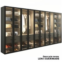 Nouvelle conception de placard avec porte en verre, armoire de chambre à coucher, placard à vêtements, armoire en bois sur mesure