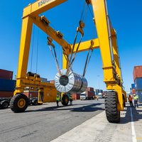Grue portique sur pneus en caoutchouc de 70 tonnes à entraînement diesel hydraulique pour levage lourd extérieur et assemblage d'équipements miniers à grande portée