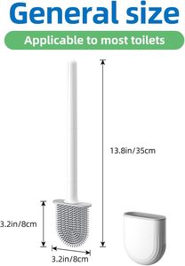 Brosse de toilette compacte murale pour nettoyage en profondeur avec tête flexible en PP+TPR pour le nettoyage de la cuvette des toilettes de la salle de bain - Product Image 2