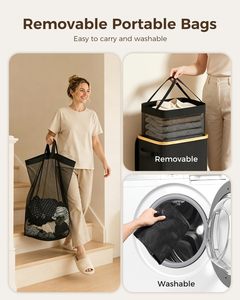 Cesto para Ropa Sucia de 100L con Tapa, Cesto Grande para Ropa Sucia con Asa de Pie, Bolsa Extraíble, Fácil de Levantar y Transportar, para Baño, Dormitorio, Lavadero - Product Image 6