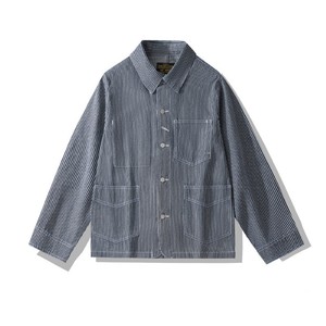 Veste <span class=keywords><strong>Homme</strong></span> Simple Boutonnage 100% Coton Rayée avec Poches Poitrine pour Tenue de <span class=keywords><strong>Travail</strong></span> Automne/<span class=keywords><strong>Hiver</strong></span> Vêtements Cargo Fournisseur Populaire - Product Image 2