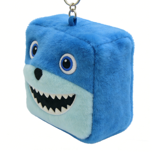 Llavero de peluche de tiburón cuadrado personalizado, colgante de peluche de tiburón azul para bolso, colgante de peluche de animal marino, llavero de tiburón de dibujos animados - Product Image 3