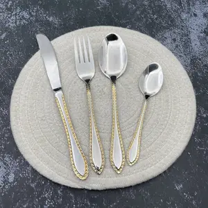 लोकप्रिय डिजाइन टेबल चम्मच सेट स्टेनलेस स्टील कटलरी सोने कांटे थोक flatware सेट क्लासिक निर्यात बड़ा चम्मच