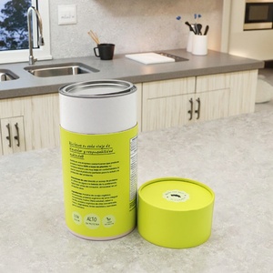 Tube en carton kraft 100 % biodégradable pour poudre de collagène, protéines et matcha, avec couvercle métallique, emballage alimentaire, contenant pour poudre - Product Image 1