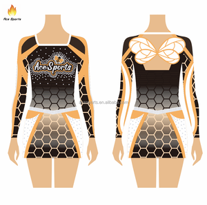 Custom Sexy Meisje Cheerleader Kostuum Hot Spandex Kinduniformen Met Strass Gedrukte Technieken Sublimatie Set - Product Image 3