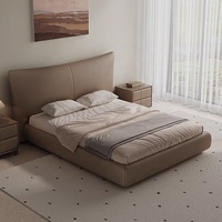 Chambre à coucher noire simple et haut de gamme lit double hôtel cadre souple en bois massif lits d'hôtel cadre de lit king size