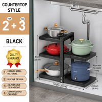 Étagère de rangement multifonctionnelle moderne et réglable en acier au carbone pour armoire de cuisine, évier et comptoir, pour casseroles et poêles