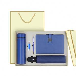 Ensemble de cadeaux d'affaires de luxe pour hommes et femmes, bouteille d'eau en acier avec impression de logo personnalisée, stylo USB, parapluie, nouveauté 2022 - Product Image 1