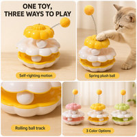 Jouet pour chat en plastique, tourne-disque fleur, brûleur d'énergie pour chaton, divertissement autonome, anti-ennui, baguette de chat en peluche, tourne-disque pour chat
