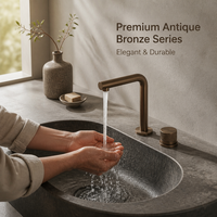 Robinet de lavabo sur comptoir AMAXO en bronze antique, à poignée unique, avec cartouche en céramique, idéal pour les salles de bain