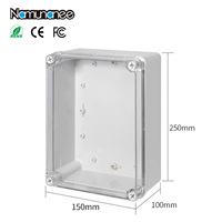 Boîtier de jonction IP67 PC/ABS 250x150x100mm avec couvercle transparent, étanche, avec passe-câbles, pour intérieur et extérieur