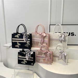 Bolso Bandolera Rosa de Alta Gama para Mujer 2025, Bolso de Mano de PVC con Cierre de Cremallera, Bolso Tote de Poliéster Estilo Extranjero a la Moda - Product Image 3