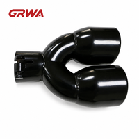GRWA Grosir Universal SS409 Ujung Knalpot Dinding Tunggal Berlapis Cat Hitam 2.5 inci 3.5 inci 12 inci Kustom F80 M3
