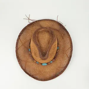 2023 Custom New Style Fashion Comfortable Natural Hollow Western Summer Beach Unique Cowboy Straw Sun Hat