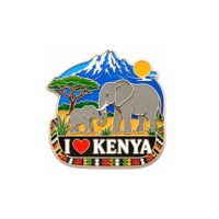 Aimant de réfrigérateur en alliage de haute qualité, motif famille d'éléphants de la savane du Kenya, design émaillé, artisanat en alliage durable, collection de voyage, cadeau