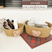 Style français léger luxe coton corde panier de rangement Ins Style Premium sens boîte de rangement de bureau pour vêtements cheveux accessoires