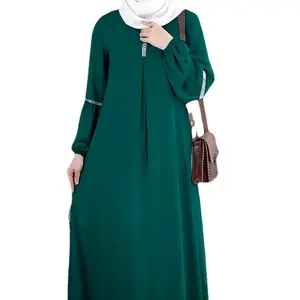 BA3152Eid lace embroidery black abaya women muslim dress 2023 dubai turkey black abaya women muslim dress