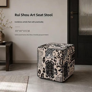 Modern Solid Wood Fabric Lounge <strong>Footstools</strong> Removable Washable <strong>Cover</strong> for Home Furniture Apartments Dining/Living Rooms Bedrooms - Product Image 4