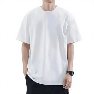 T-Shirt Unisexe Oversize à Manches Courtes Personnalisé Blanc 300G en Coton Lourd 100% avec Col Rond Nervuré pour Hommes - Product Image 2