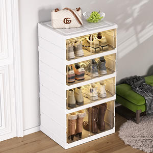 خزانة تخزين أحذية بلاستيكية شفافة قابلة للطي بدون حاجة للتركيب بالجملة - Product Image 4