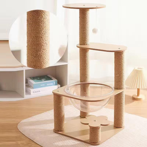 Arbre d'activités pour chat multi-niveaux, adapté aux chatons, avec perchoir rond, nacelle de sommeil transparente en forme de <span class=keywords><strong>bulle</strong></span>, poteau à gratter en sisal anti-renversement - Product Image 3