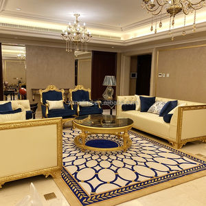 Изготовленный на заказ синий золотой медальон современный ручной шерстяной ковер для пола ковер для гостиной спальни - Product Image 3