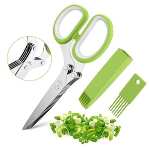 7.5"Multipurpose Kitchen Chopping Shear Professional Stainless Steel 5 Blade Kitchen Vegetable Scissors Herb Scissors With Comb