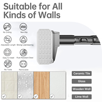 Barra telescópica para cortinas YIJIALE de 32 mm sin taladro, capacidad de 800 g, acero al carbono, extensible con un solo clic para baño
